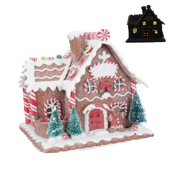 Gisela Graham Medium LED Acrylic Light Up Gingerbread House Ornament